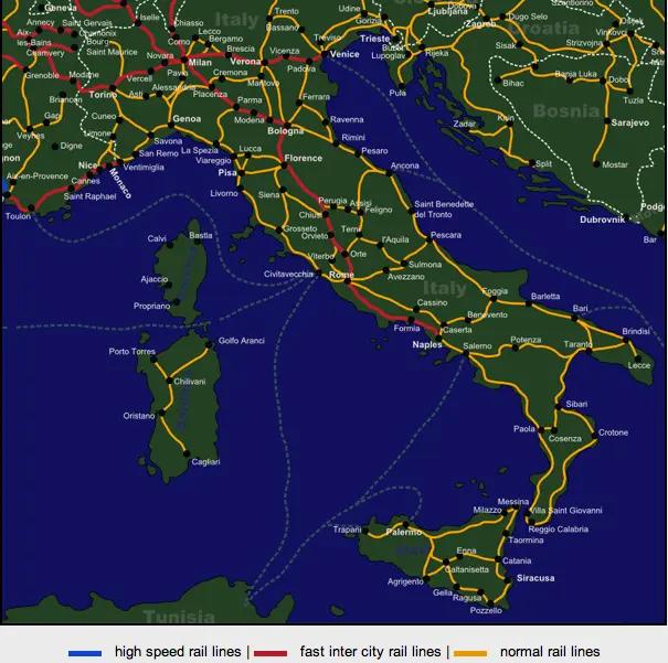 trazado ferroviario de italia - Cómo es el tren de Italia