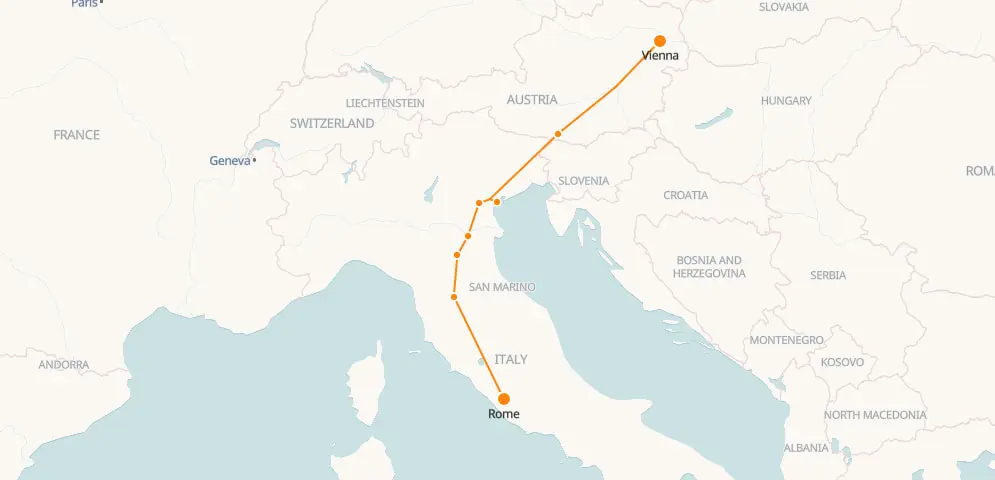 tren de viena a roma - Cómo ir de Austria a Roma