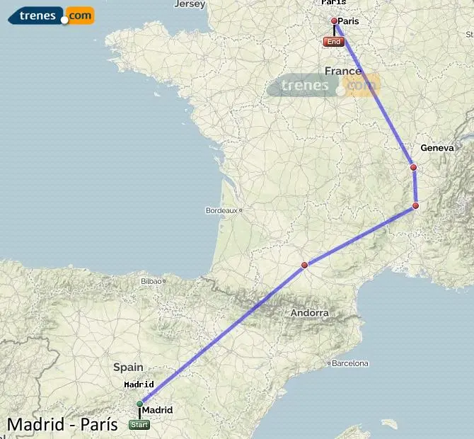 distancia de madrid a francia en tren - Cómo ir de Madrid a Francia