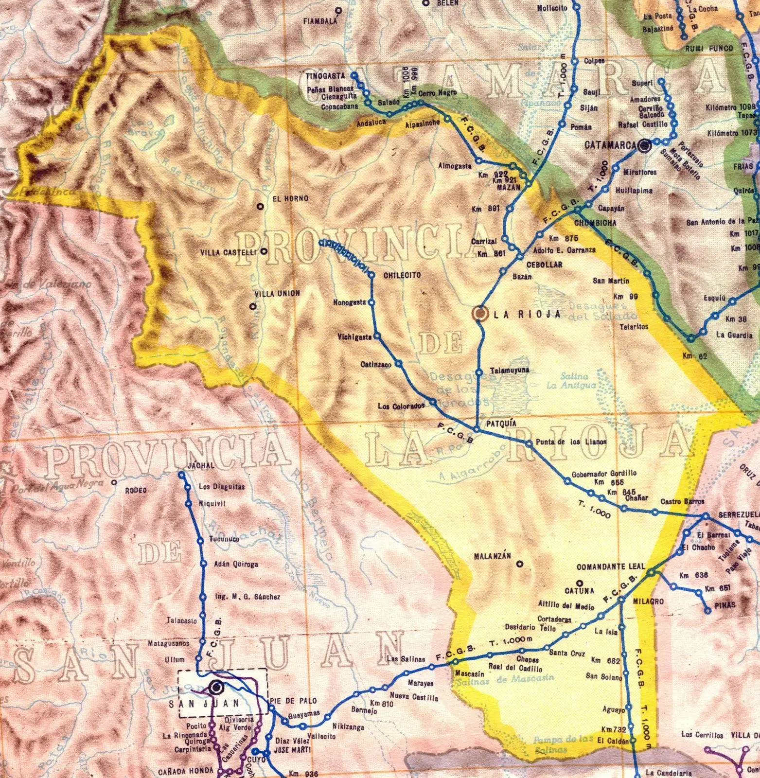 mapa ferroviario de la rioja - Cómo se divide la provincia de La Rioja