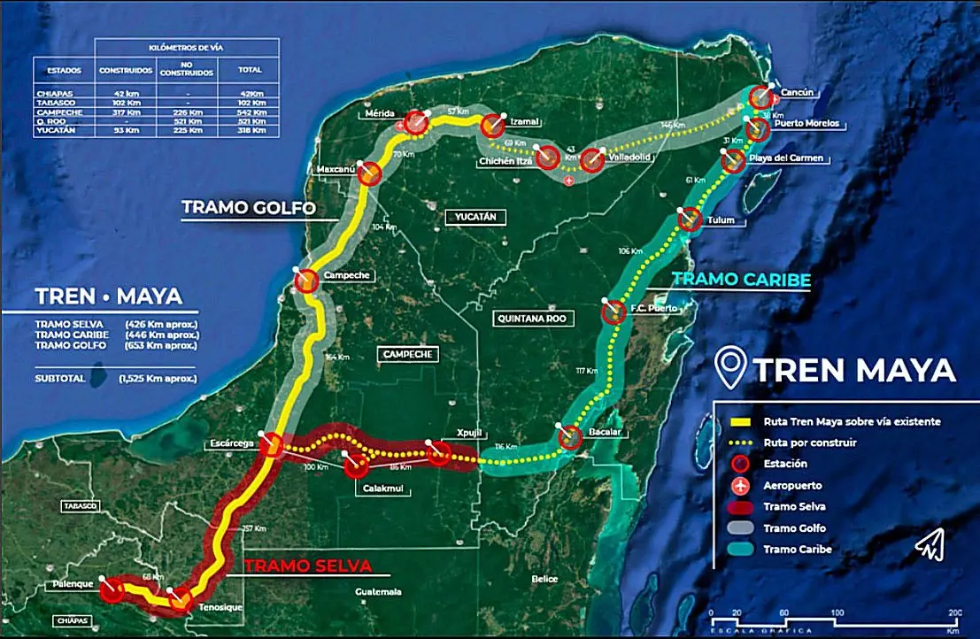 camino del tren maya - Cuál es el circuito del Tren Maya