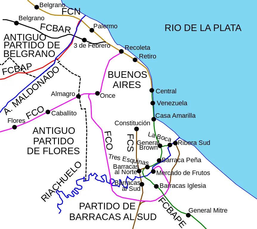red de ferrocarriles de buenos aires - Cuántas líneas de trenes hay en el AMBA