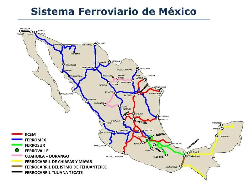enlace ferroviario mexico - Cuántas vías férreas hay en México