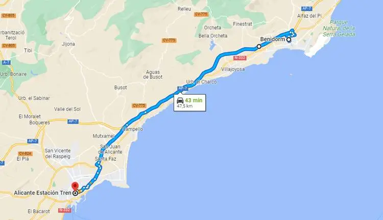 alicante a benidorm en tren - Cuánto cuesta un taxi de la estación de tren de Alicante a Benidorm