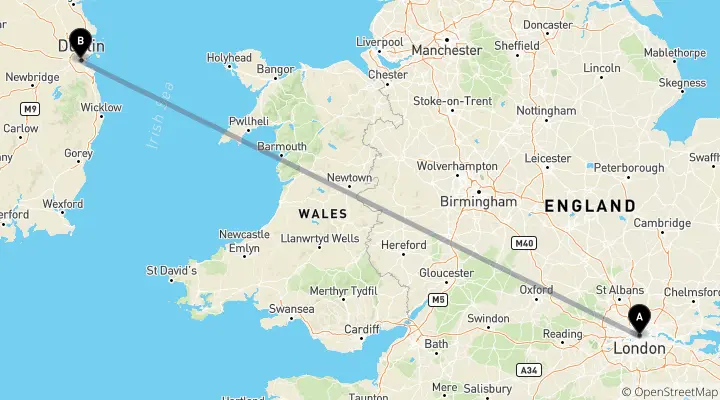 distancia de londres a dublin en tren - Cuánto demora un vuelo de Londres a Dublín