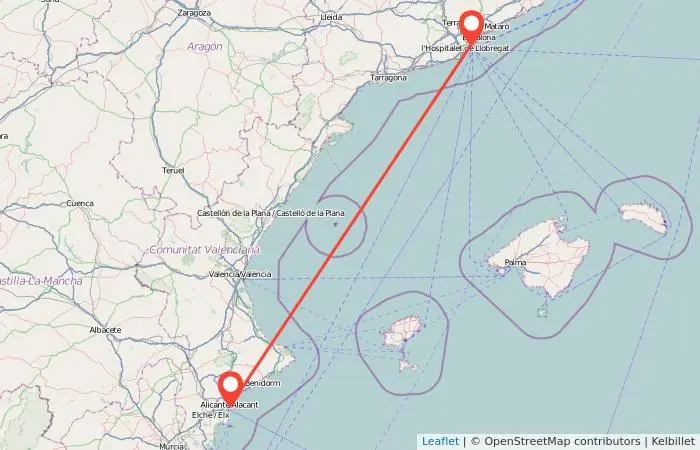 como ir de barcelona a benidorm en tren - Cuánto está Barcelona de Benidorm