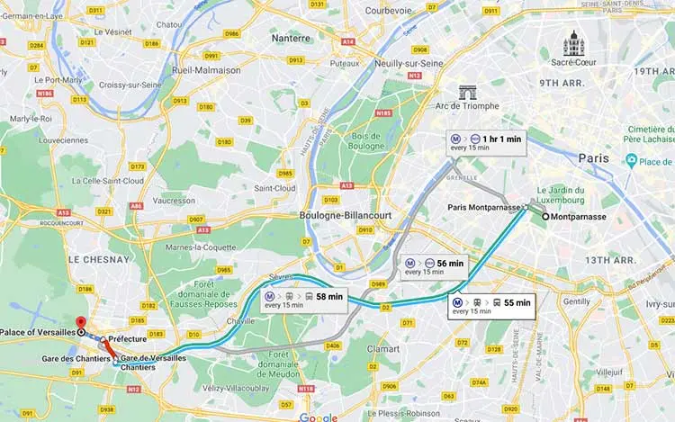 precio tren paris a versalles - Cuánto se hace de París a Versalles