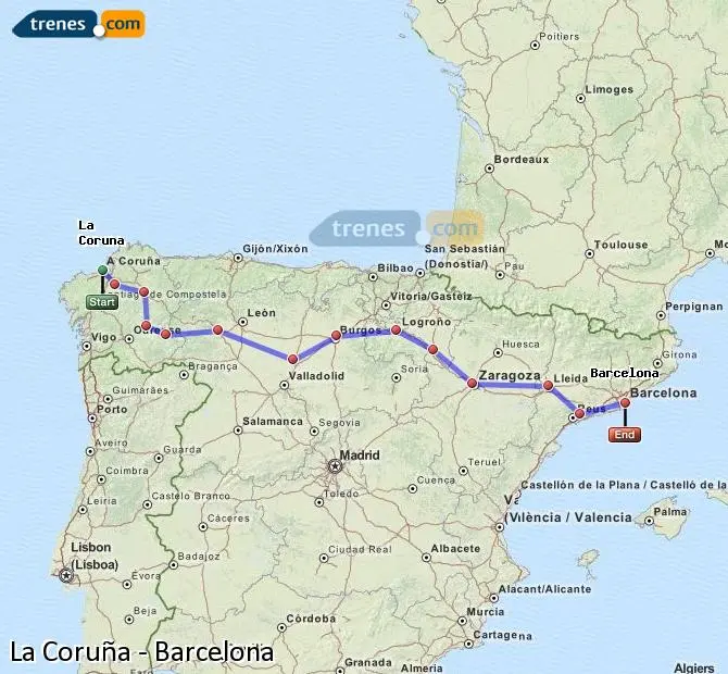 tren barcelona coruña - Cuánto se tarda de Barcelona a Galicia en AVE