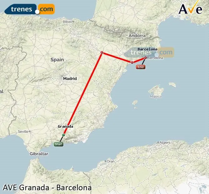 distancia de granada a barcelona en tren - Cuánto tarda un AVE de Granada a Barcelona