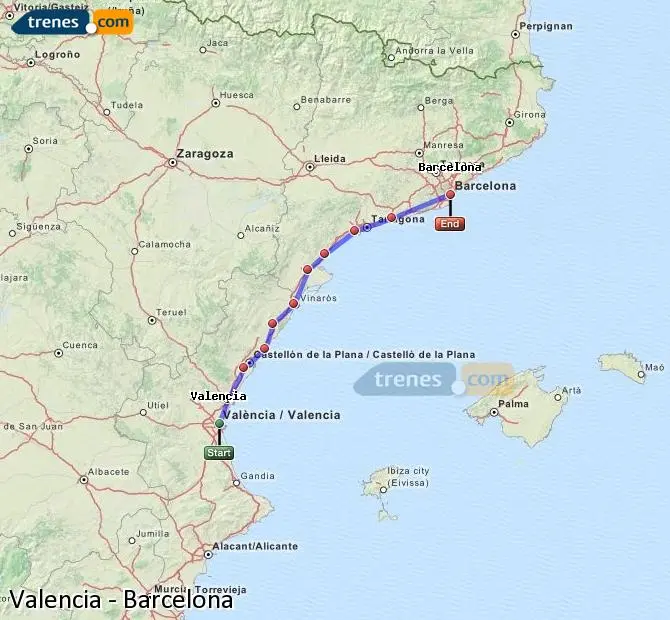 distancia barcelona valencia tren - Cuánto tiempo hay de Barcelona a Valencia