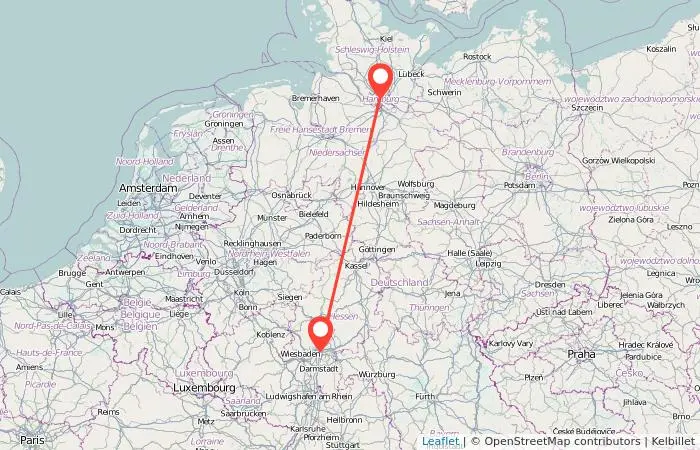 tren frankfurt hamburgo - Cuántos km hay de Frankfurt a Hamburgo