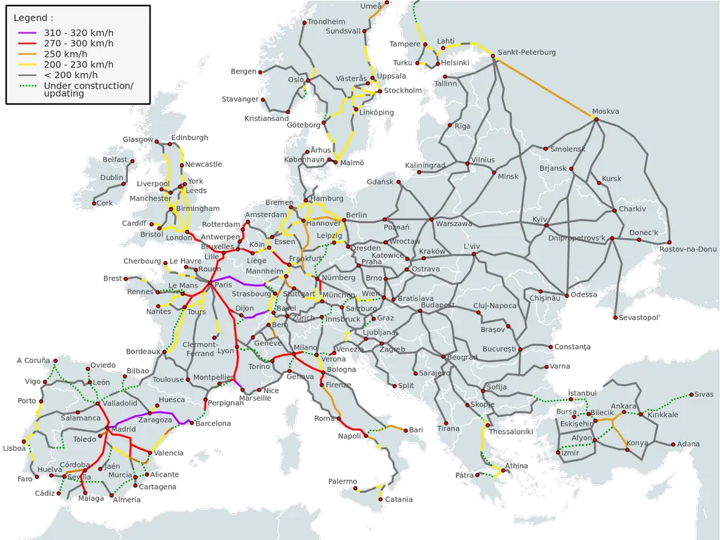 mapa interactivo ferroviario de europa - Qué ciudades conecta el tren de Europa