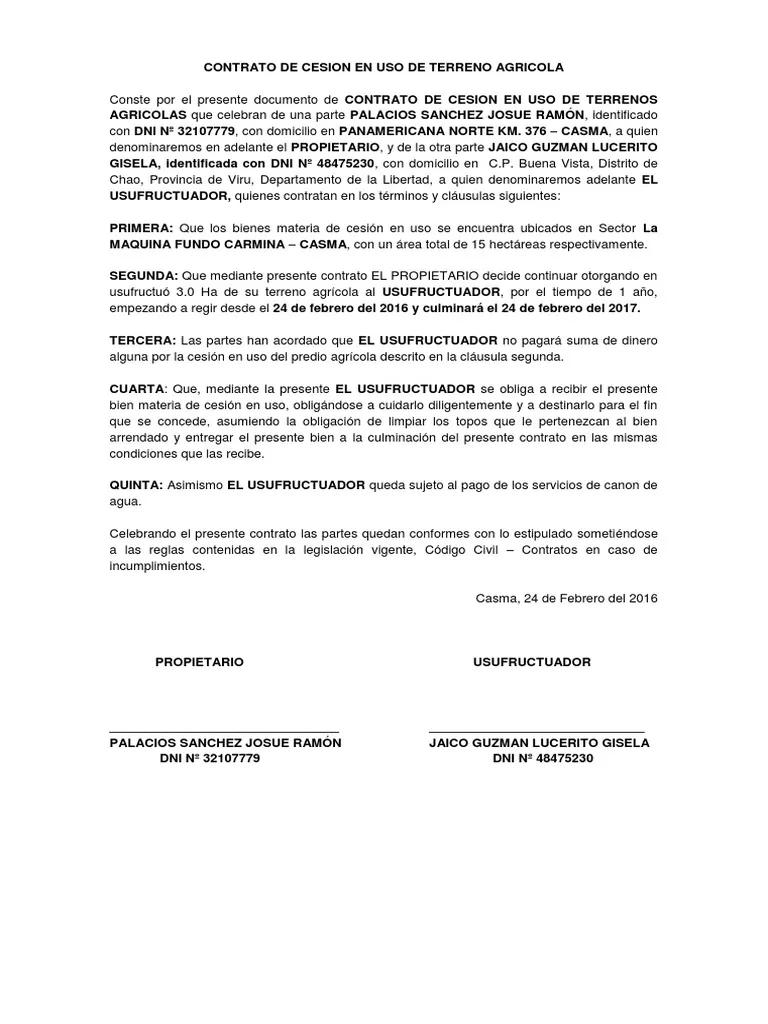 modelo de contrato de permiso de uso de terreno ferroviario - Qué es contrato de concesión de uso