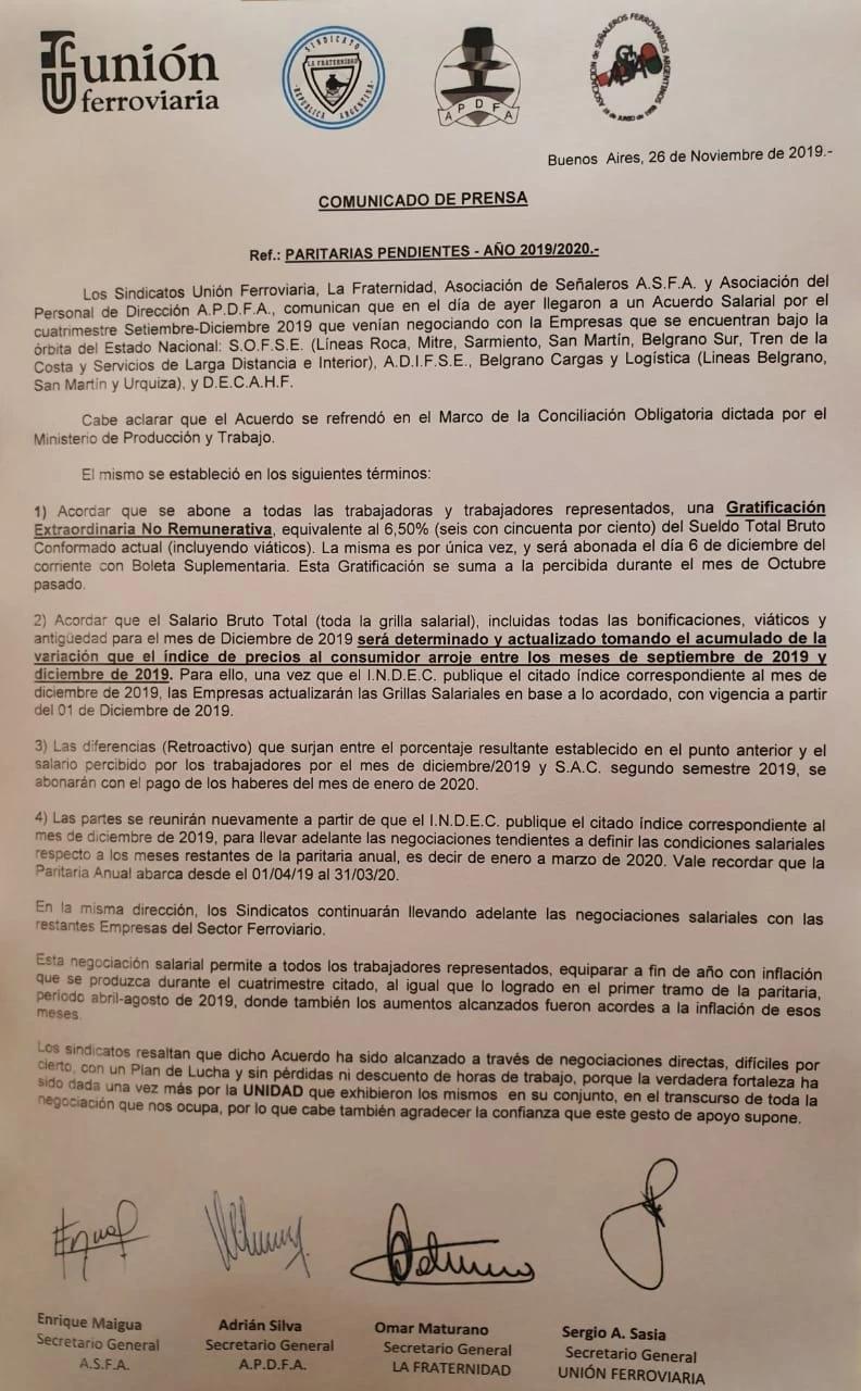 bono fin de año ferroviario - Qué pasa con las paritarias 2023