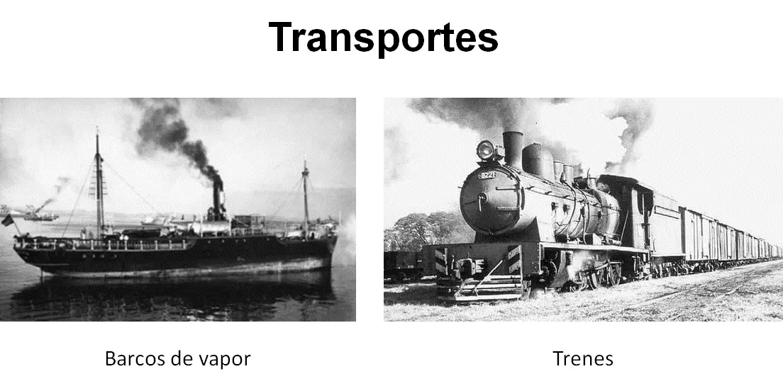 ferrocarril y barco de vapor revolucion industrial - Qué relación existe entre la máquina de vapor y la revolución de los transportes