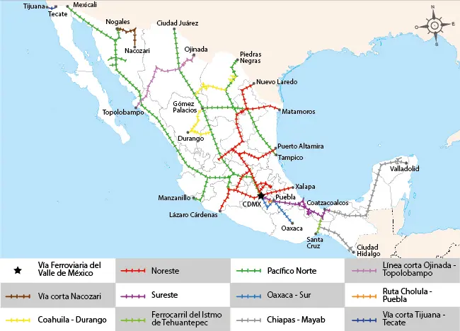 transporte ferroviario en mexico - Quién administra las vías ferroviarias en México